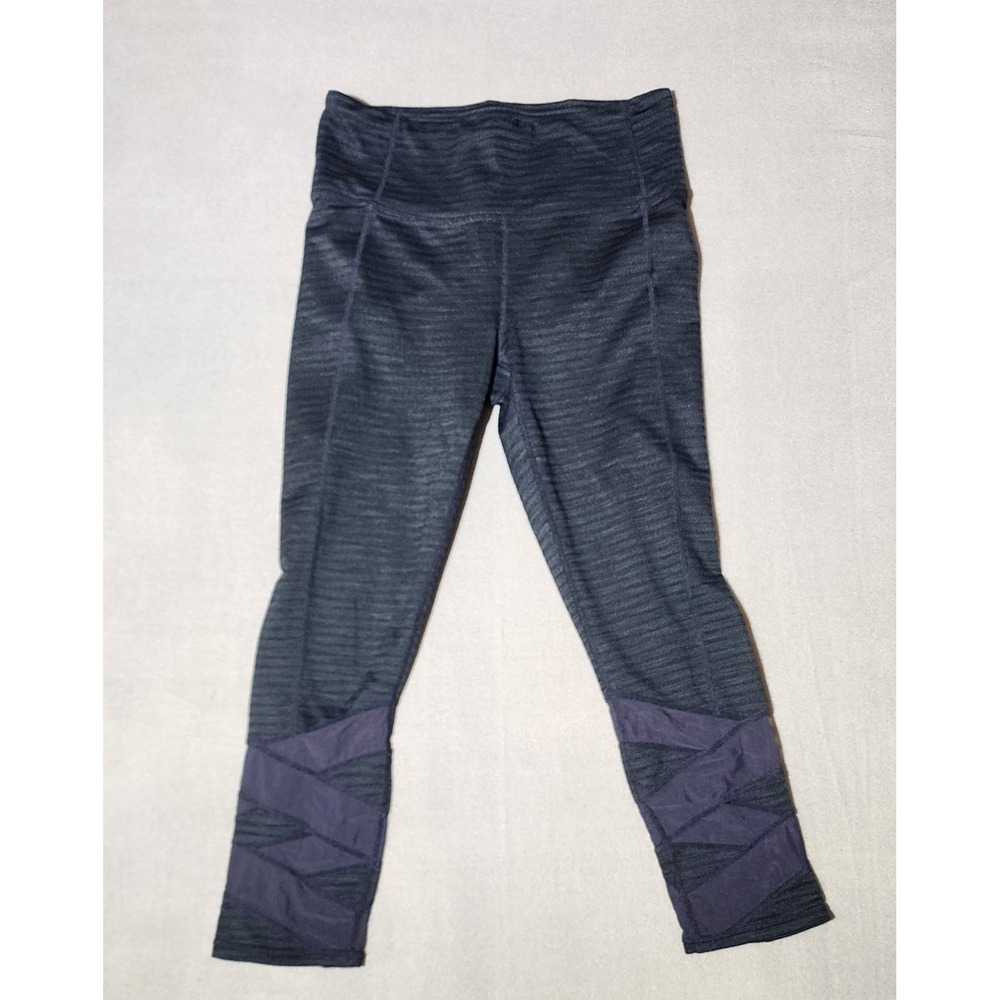 Athleta Leggings Womens Small Blue High Rise Mesh‎ Trim Cropped Activewear Yoga